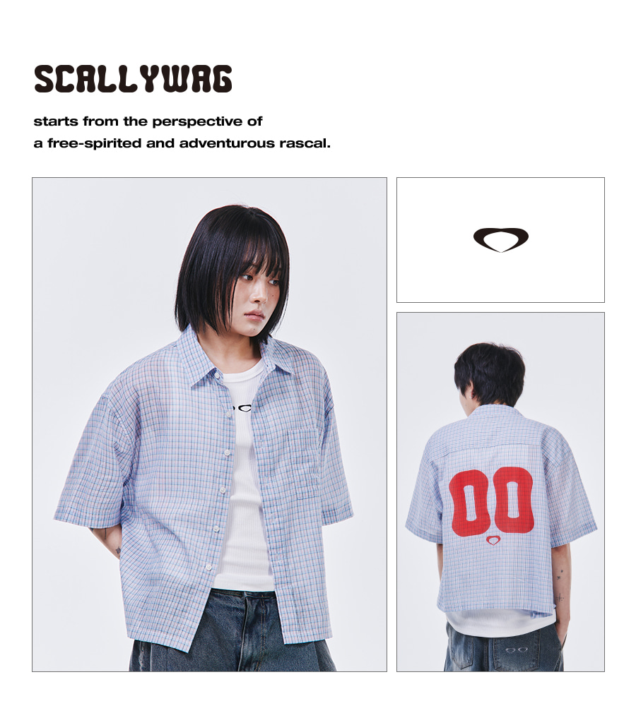 FEVERTIME★韓国★22 SIGNATURE CHECKER LOGO T-SHIRTS 2色 FEVERTIME] 20 Checker shirts SKYBLUE 正規品 韓国 ブランド